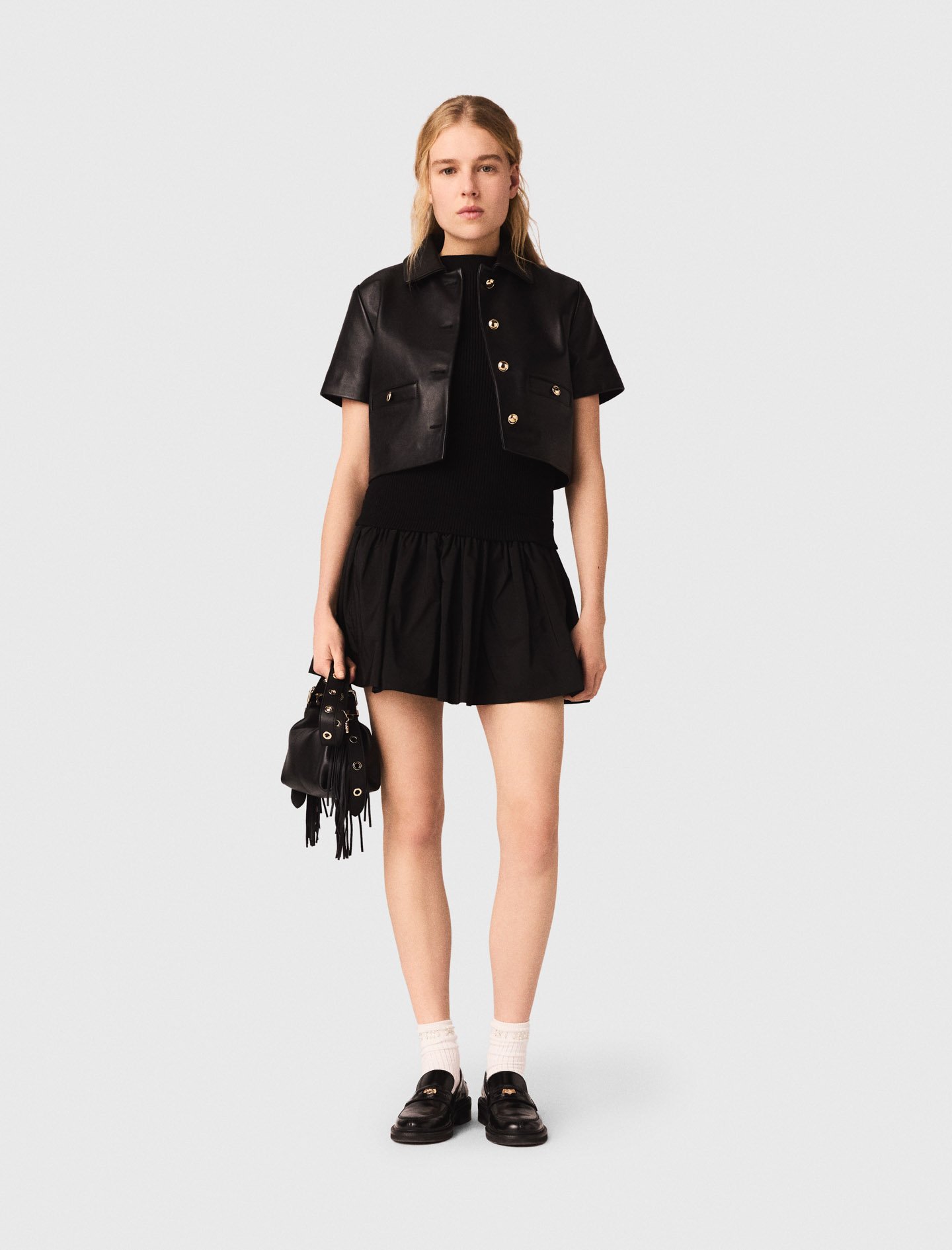Woman's leather Cropped leather jacket for Spring/Summer