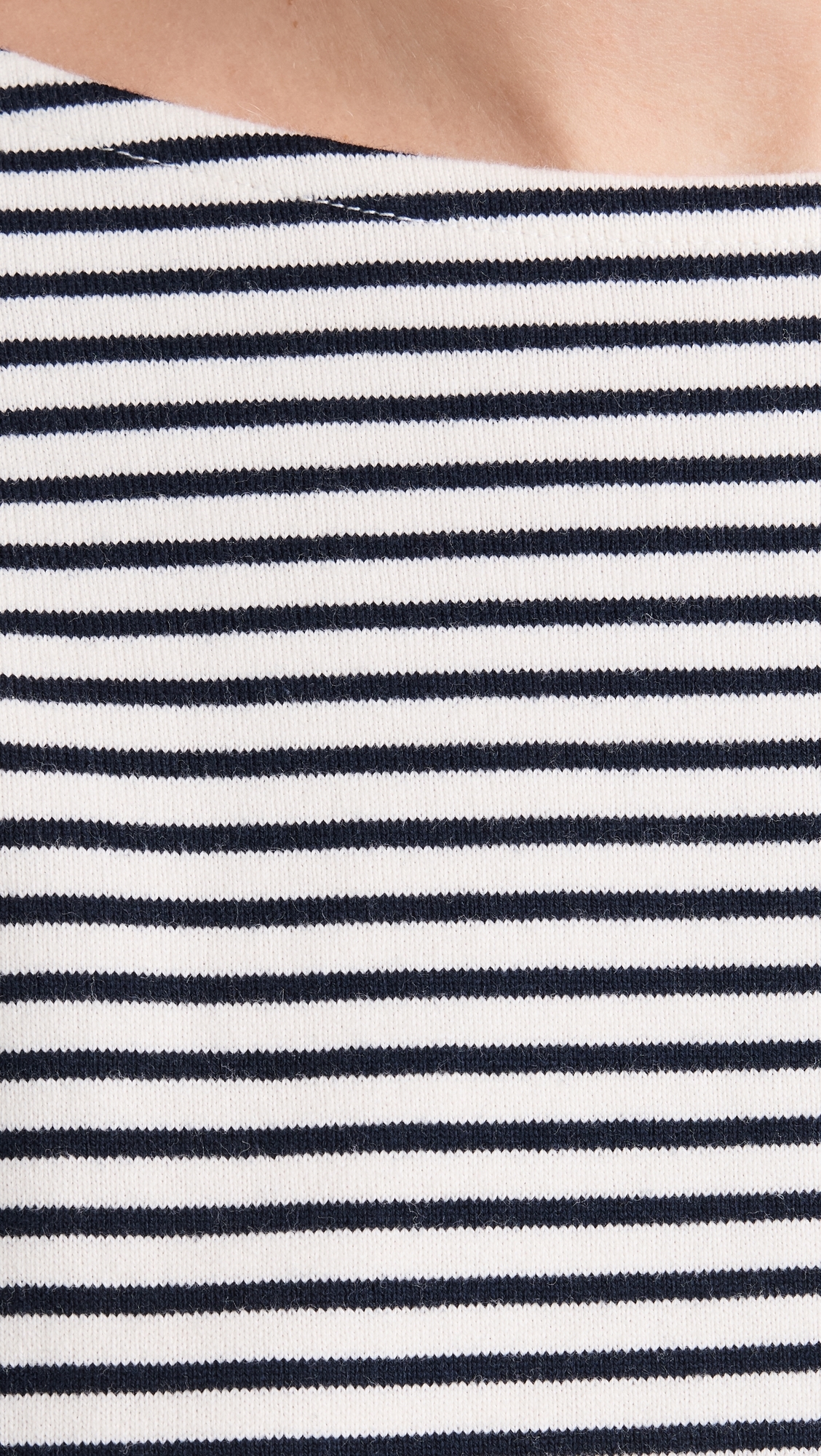 Macy Long Sleeve Tee Ivory Navy Micro Stripe