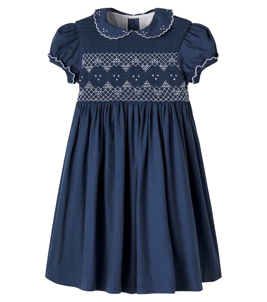 Embroidered smocked cotton dress