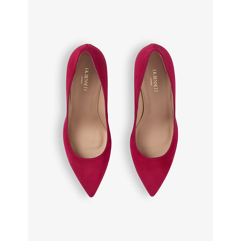 Womens Red-scarlet Floret Stiletto-heel Suede Court Shoes