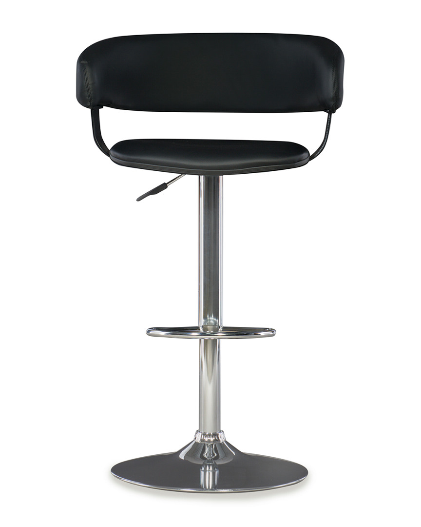 Black Faux Leather Barrel & Chrome Adjustable Bar Stool