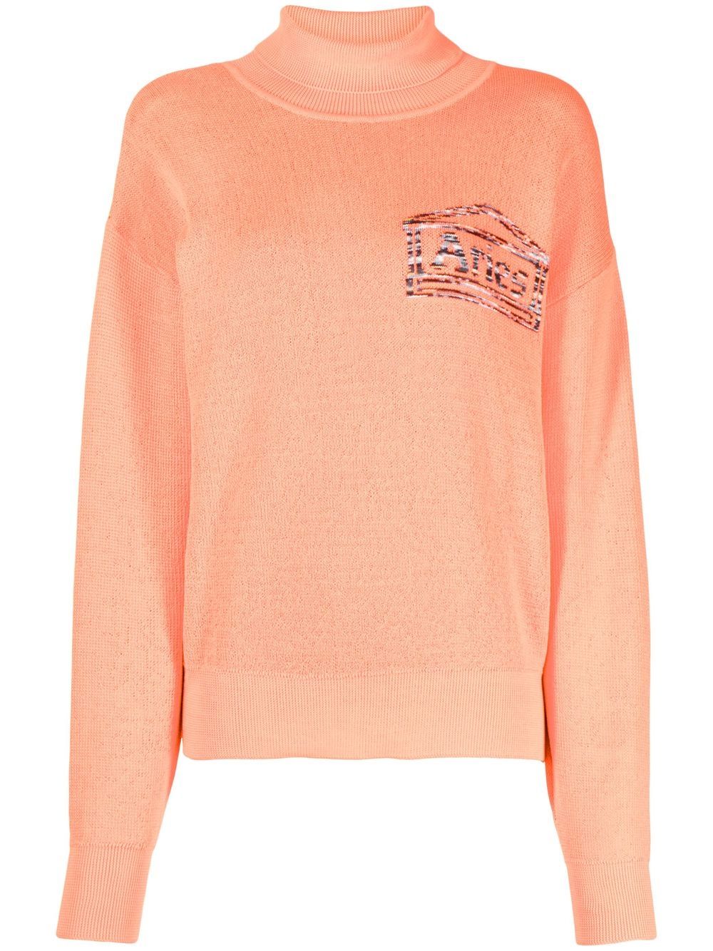Logo-print roll-neck jumper - Orange