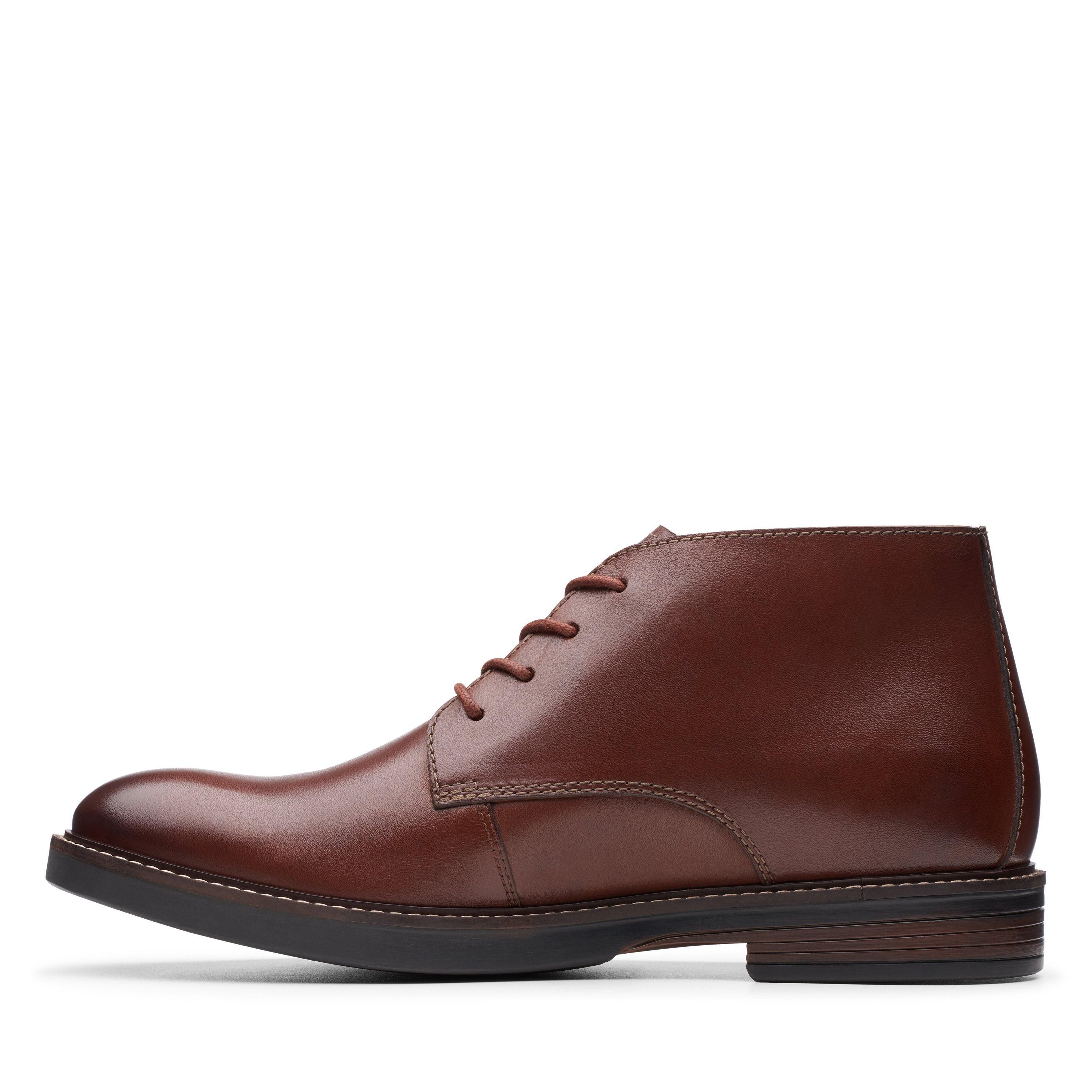 Clarks Paulson Mid Mahogany Leather Ankle Boots,chukka Boots,lace Up In Brown