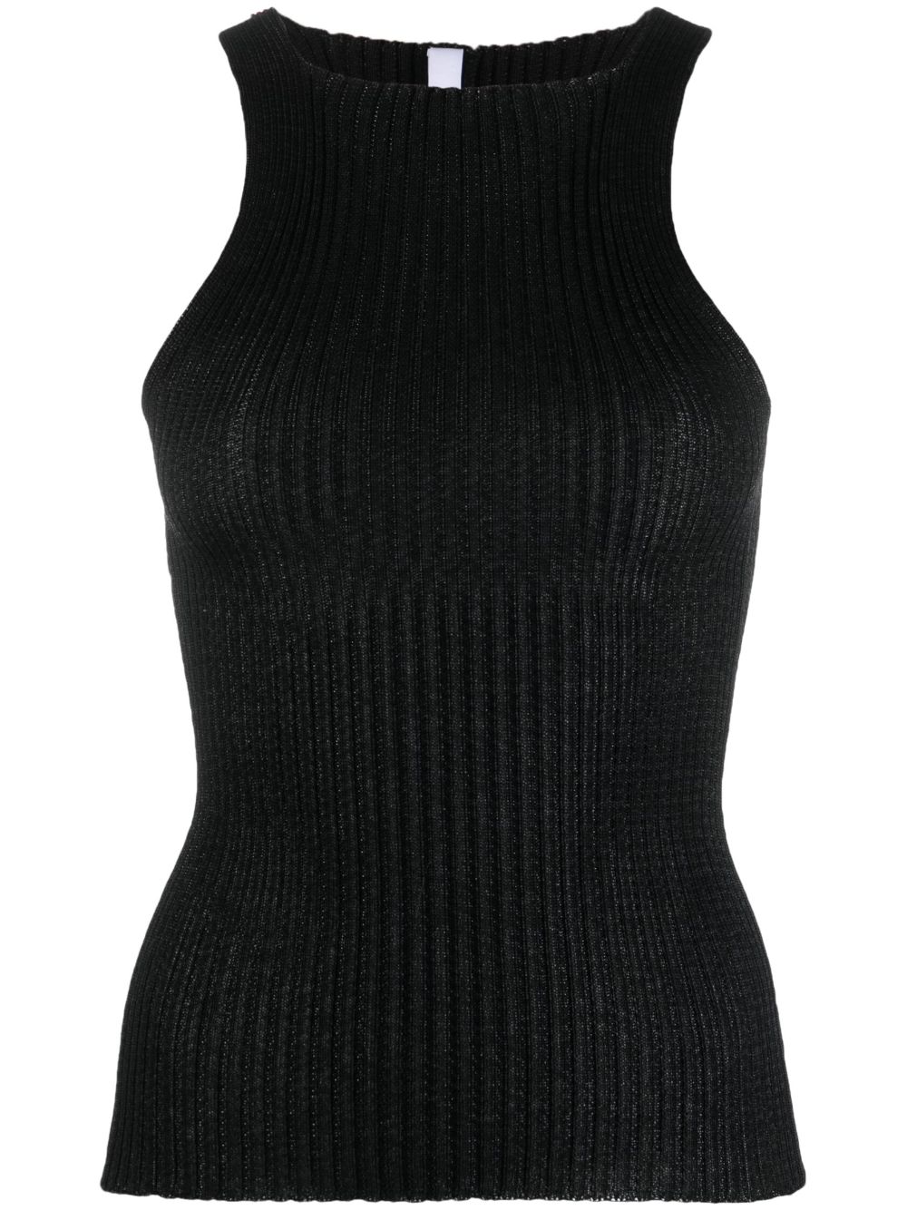 Emma high-neck ribbed tank top - Black