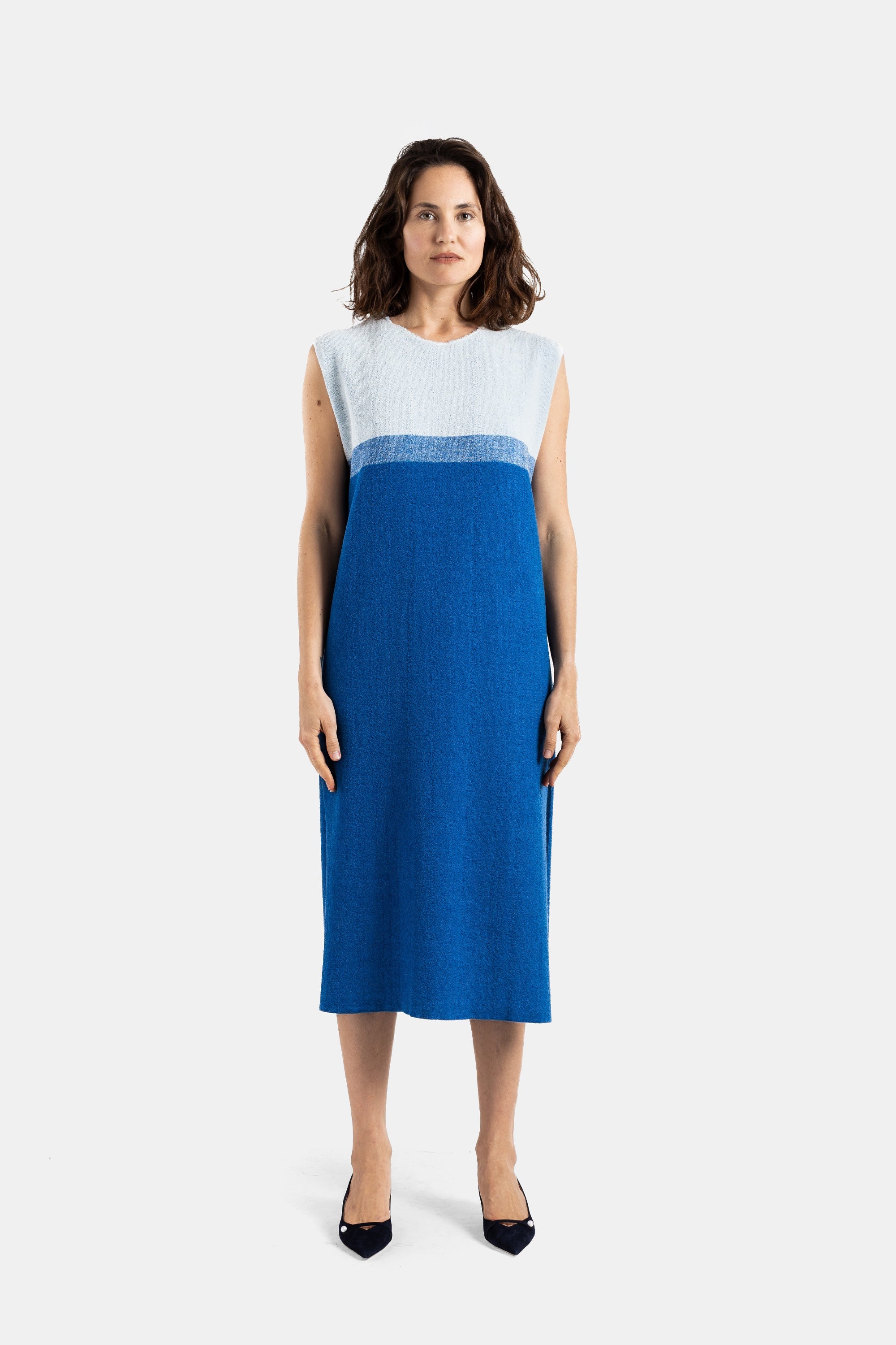 Double-Face Pile Reversible Dress — Blue