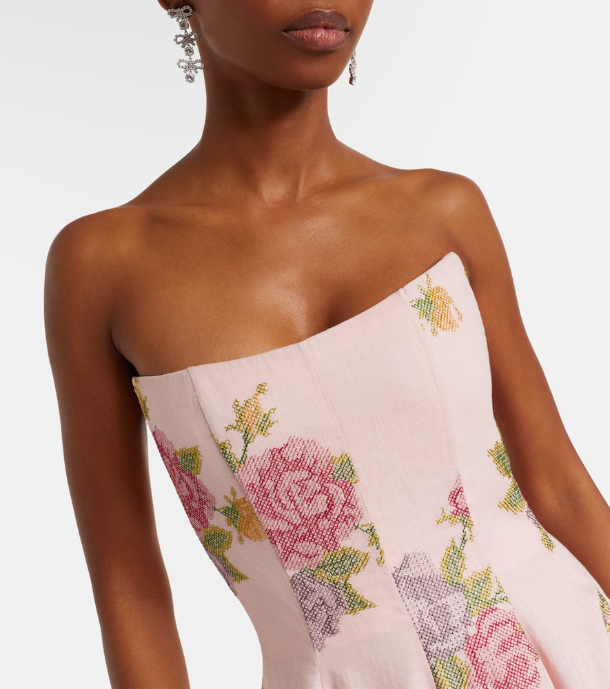 Floral linen corset dress