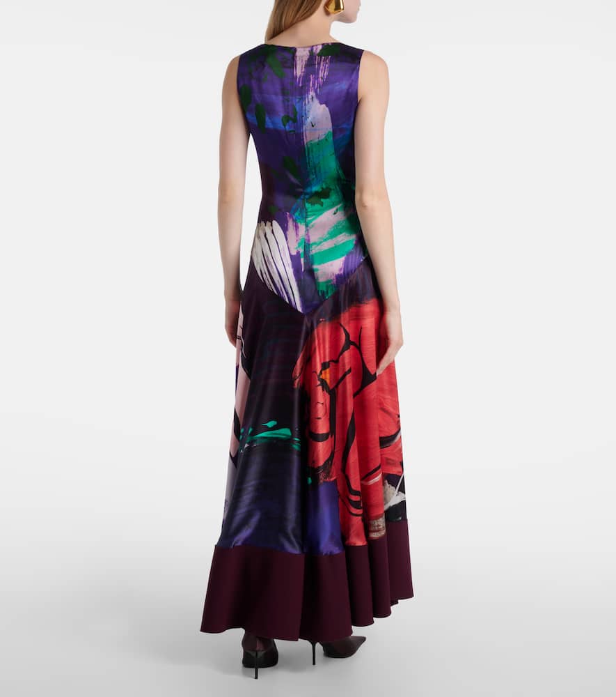 Munir printed silk satin gown