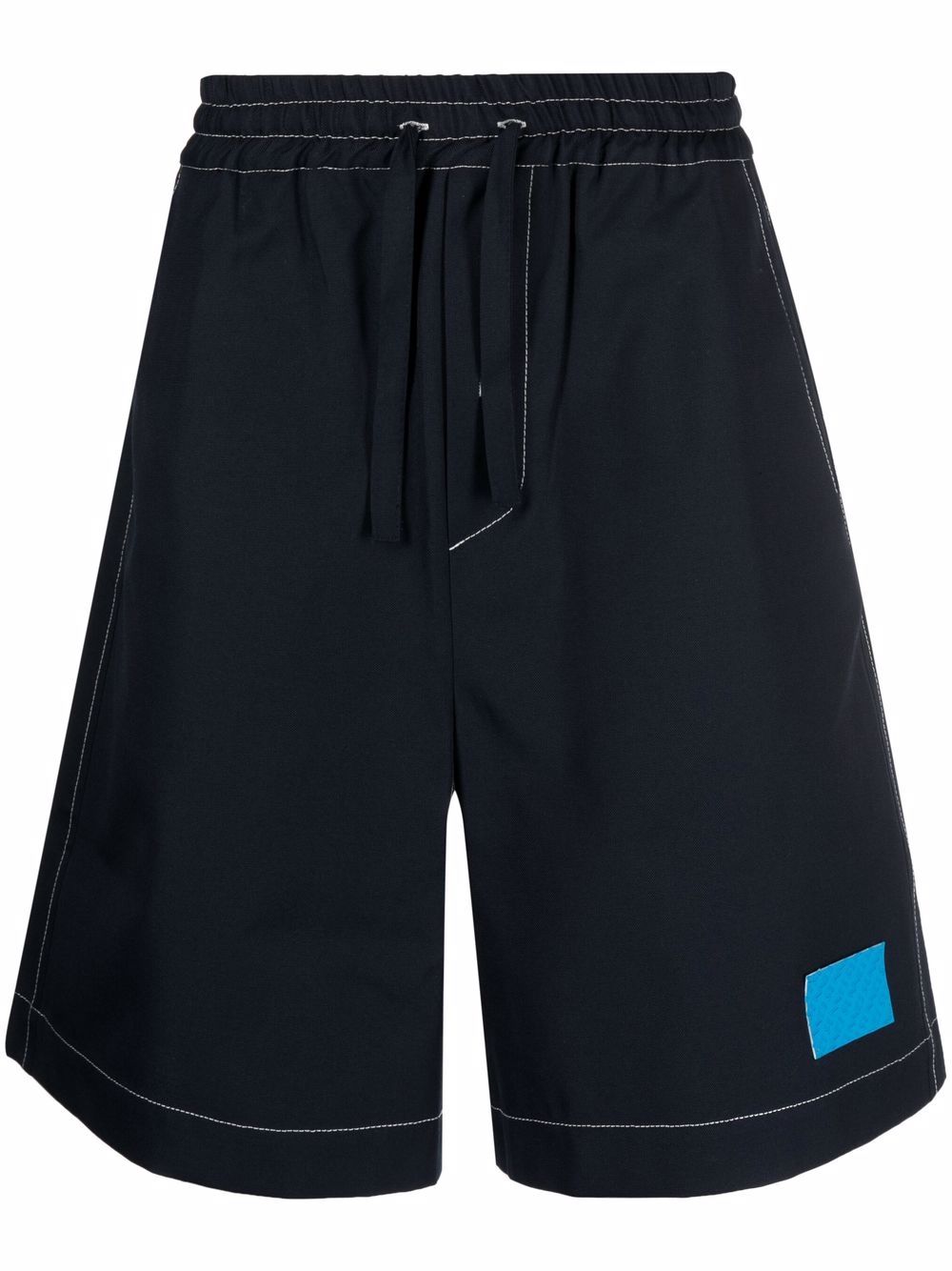 Dark wash elastic-waist shorts - Blue