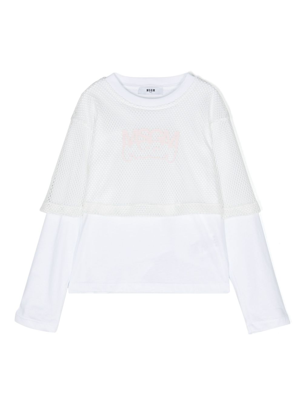 Logo-printed layered T-shirt - White