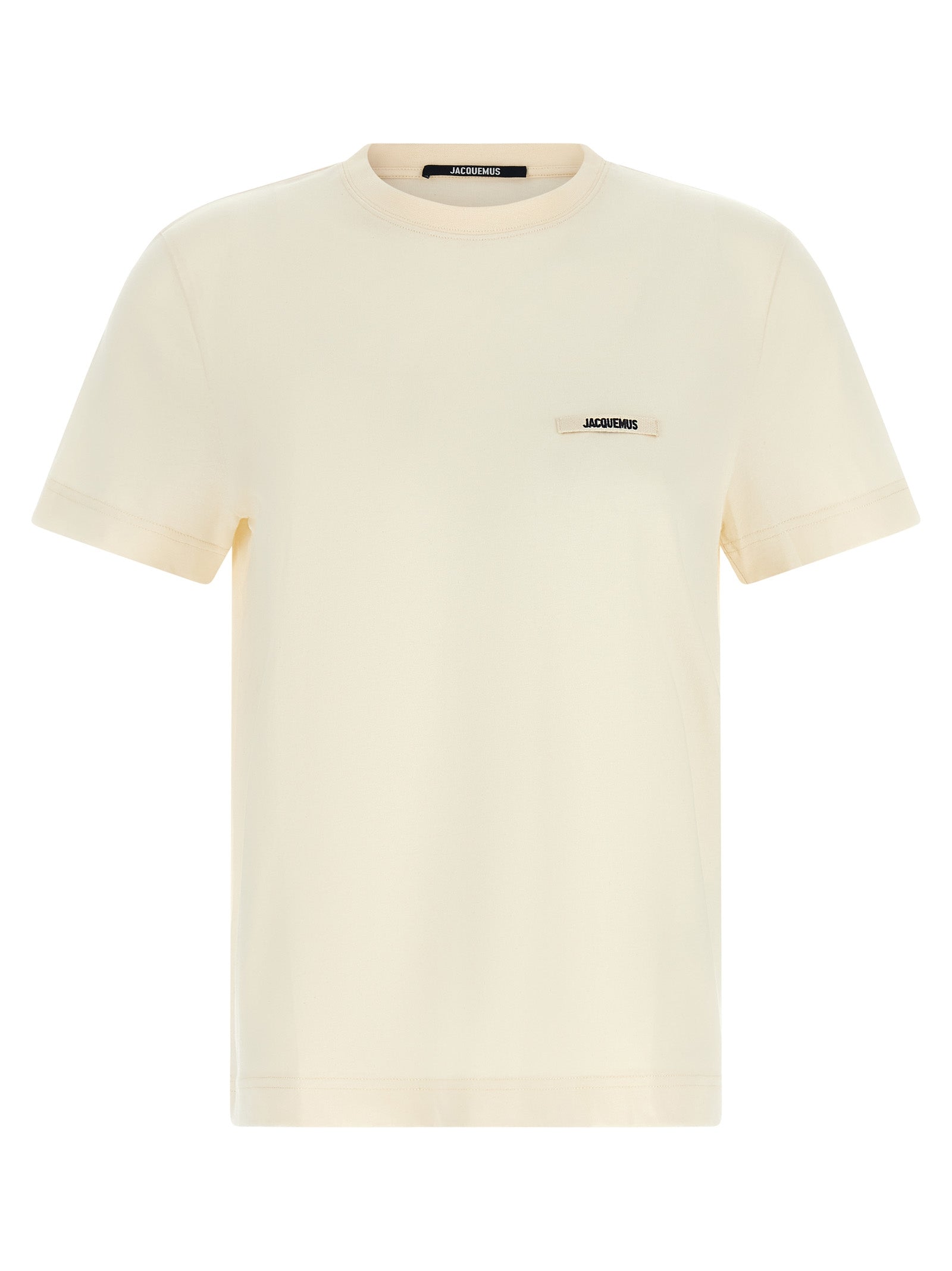 Logo-Patch Cotton T-Shirt — Beige