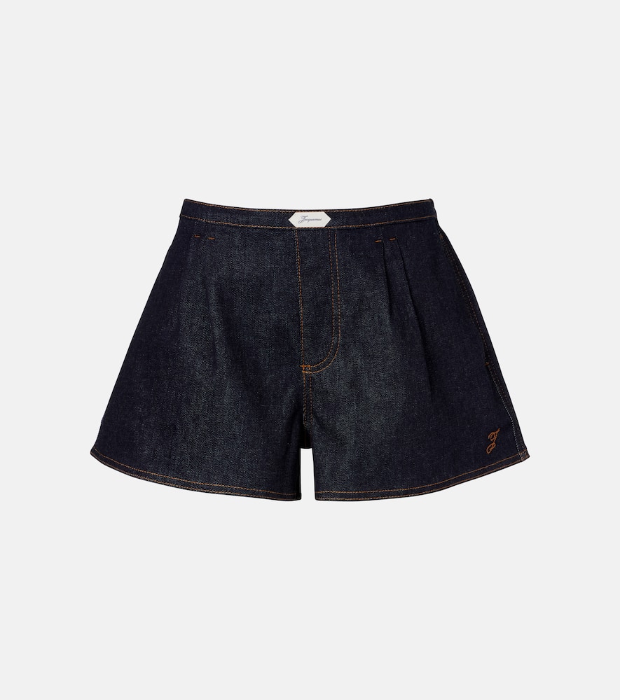 Logo denim shorts