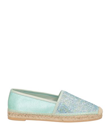 Rene' Caovilla Woman Espadrilles Turquoise Size 4 Leather, Textile fibers