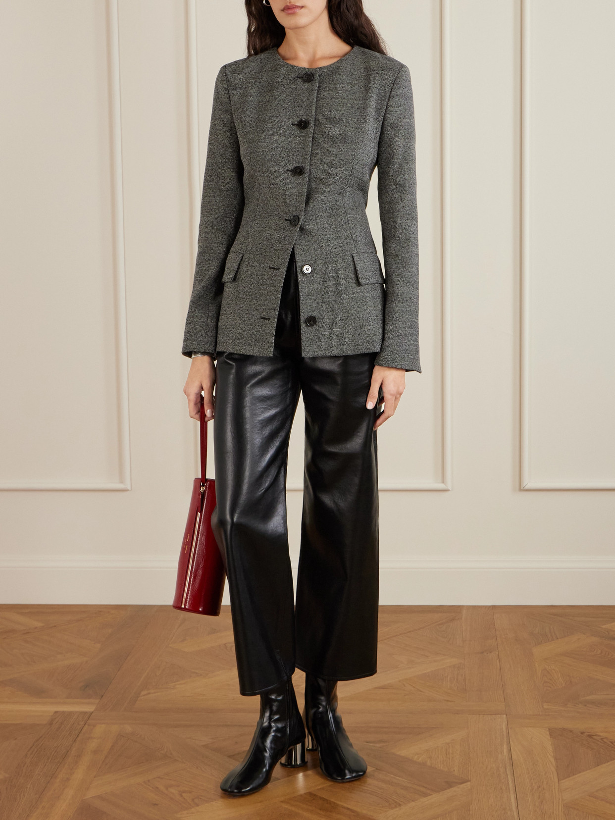 Annemarie Mélange Wool-blend Tweed Jacket - Gray