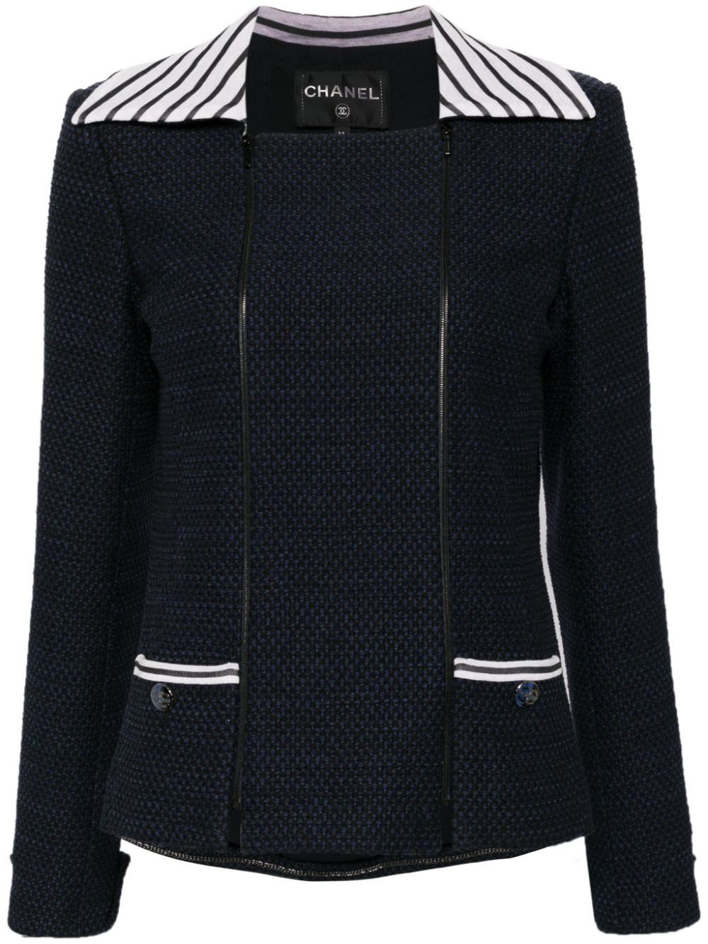 2001 zip-up tweed jacket - Blue