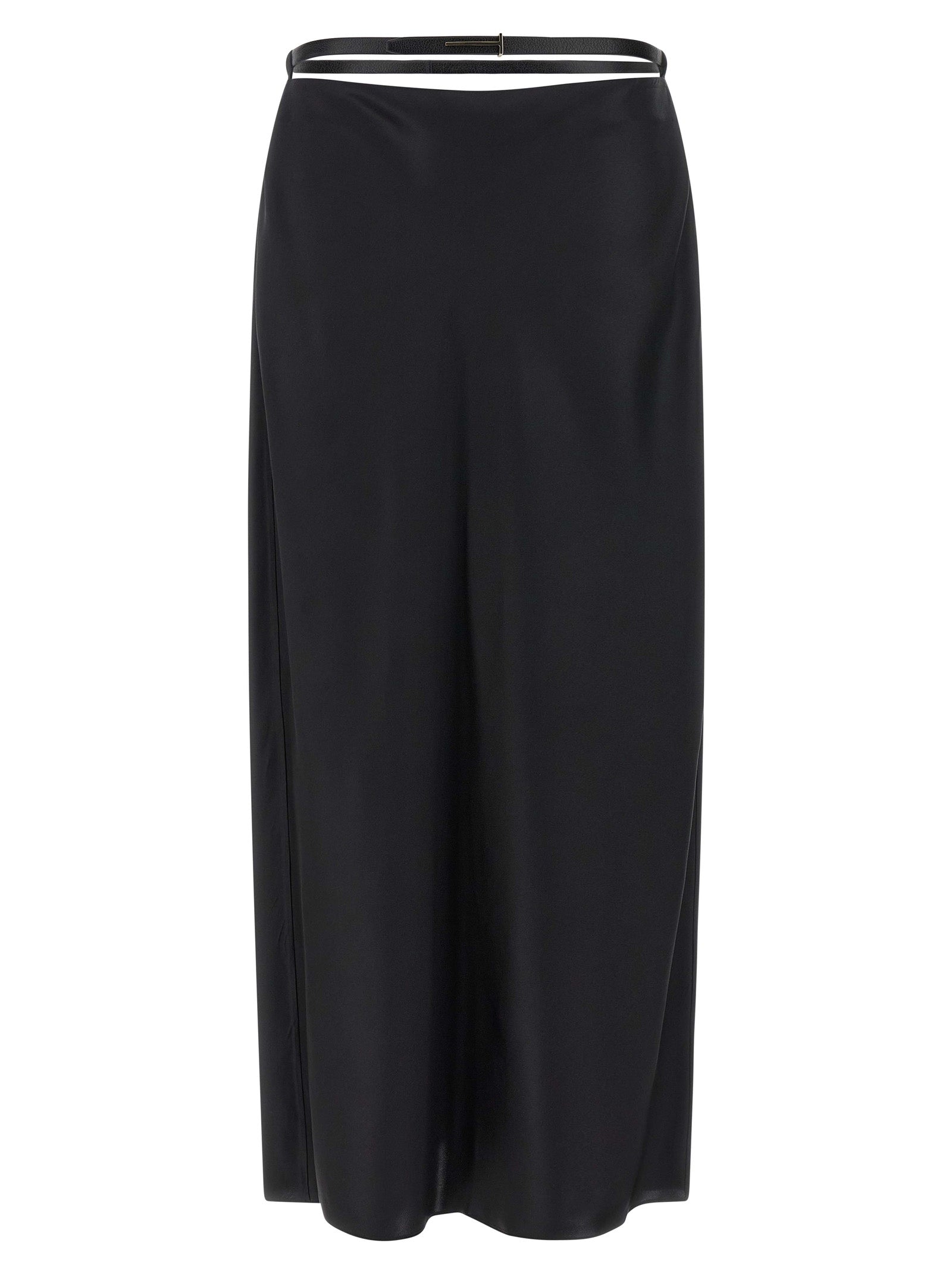 Silk Midi Skirt — Black