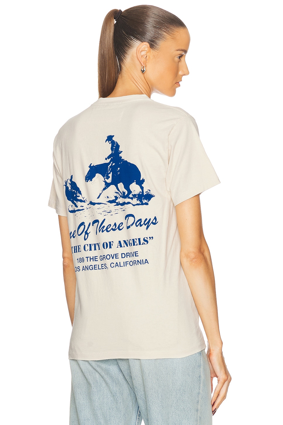 ONE OF THESE DAYS x FWRD The City Of Angels Tee in Bone - Cream.  XL/1X also in