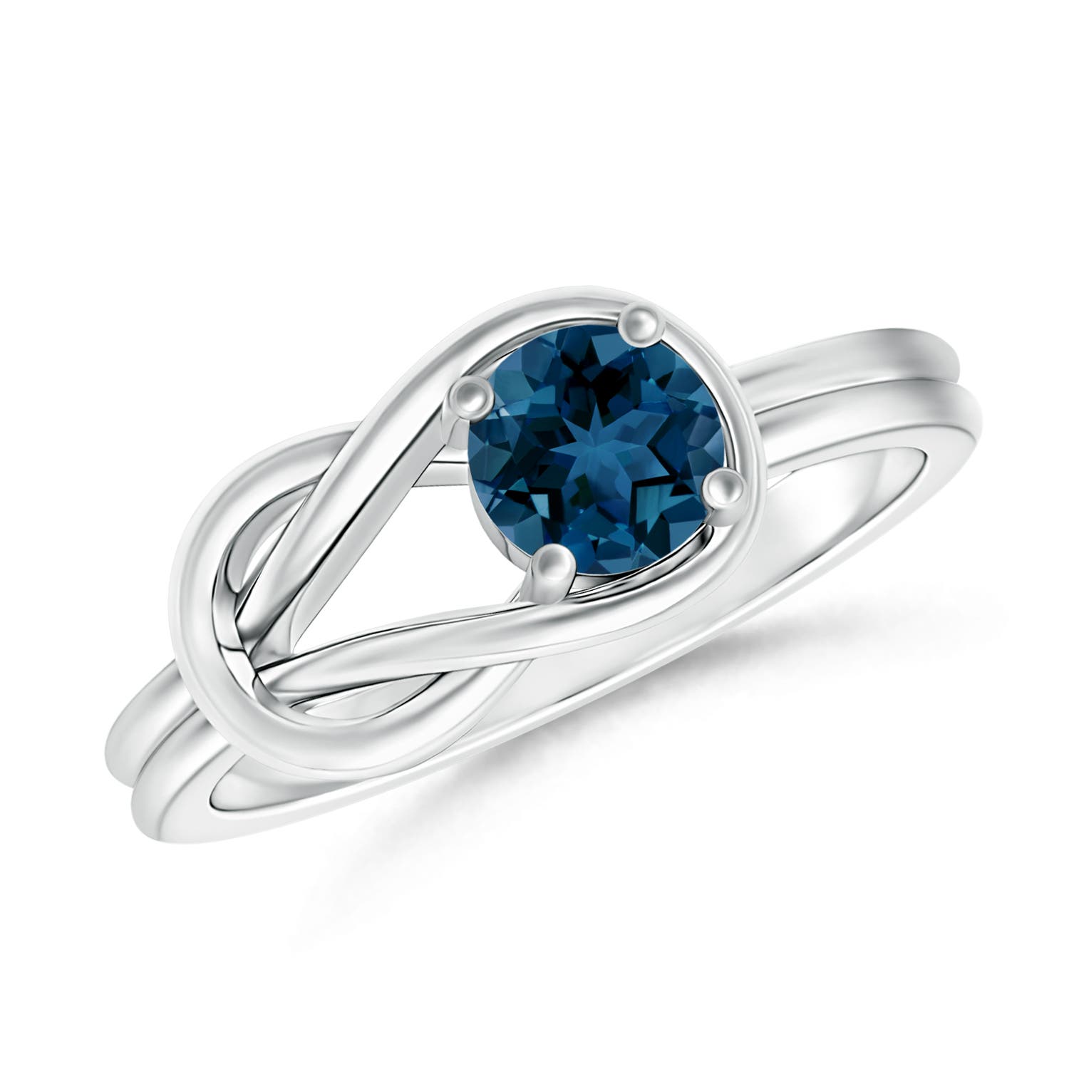 Angara 0.32 Carat Solitaire London Blue Topaz Infinity Knot Ring in Platinum