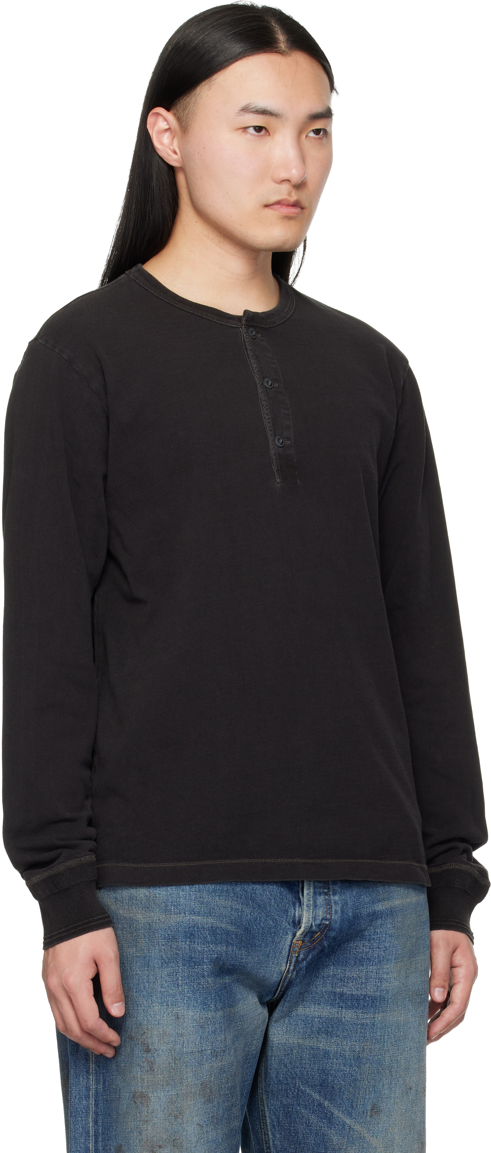 Black Indigo Jersey Henley