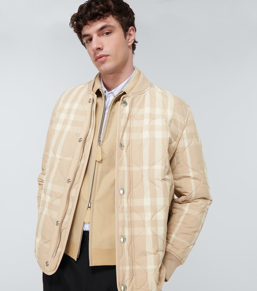 Checked quilted bomber jacket