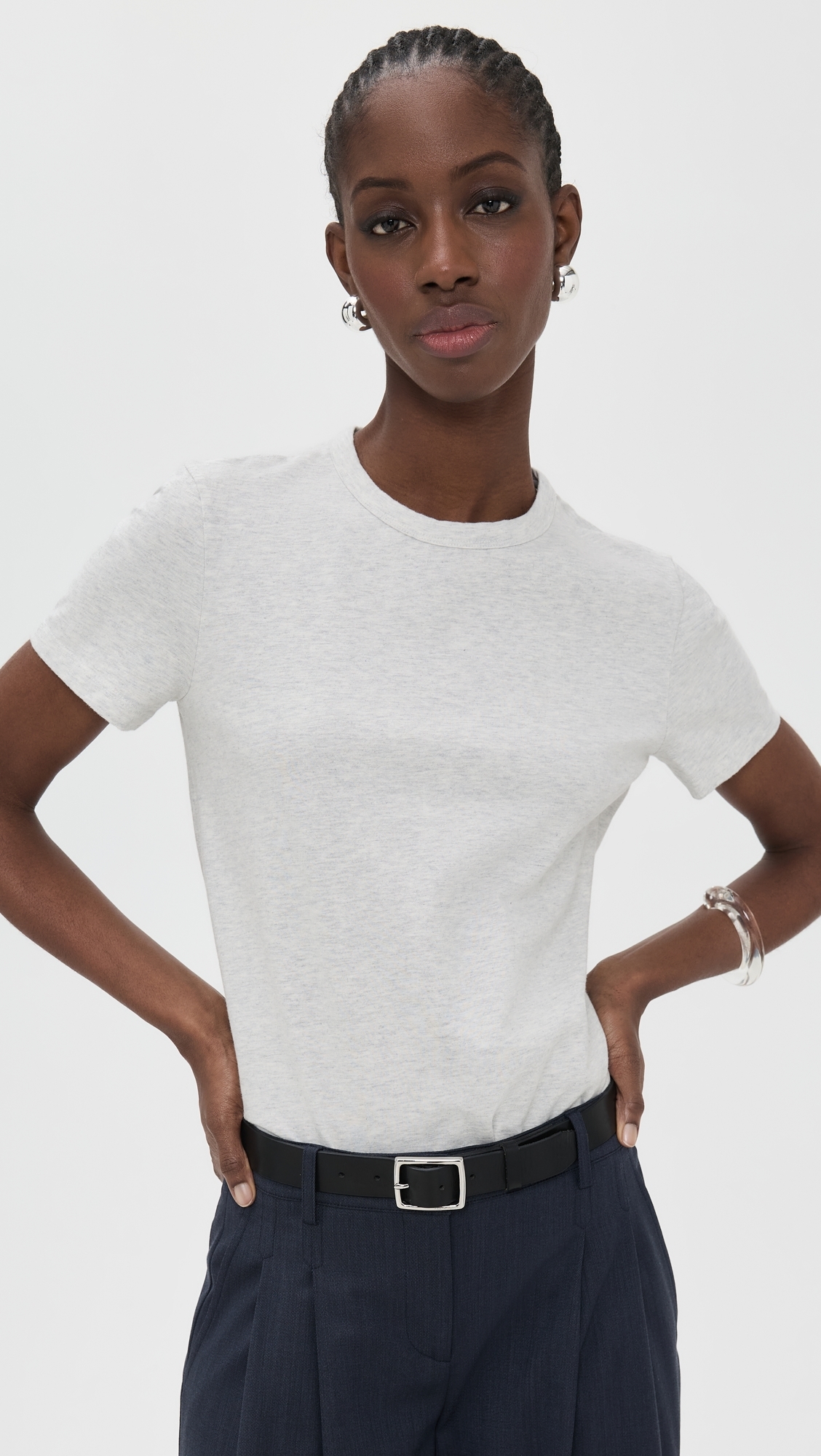 The Perfect Crewneck Tee in Allday Jersey Heather Slate