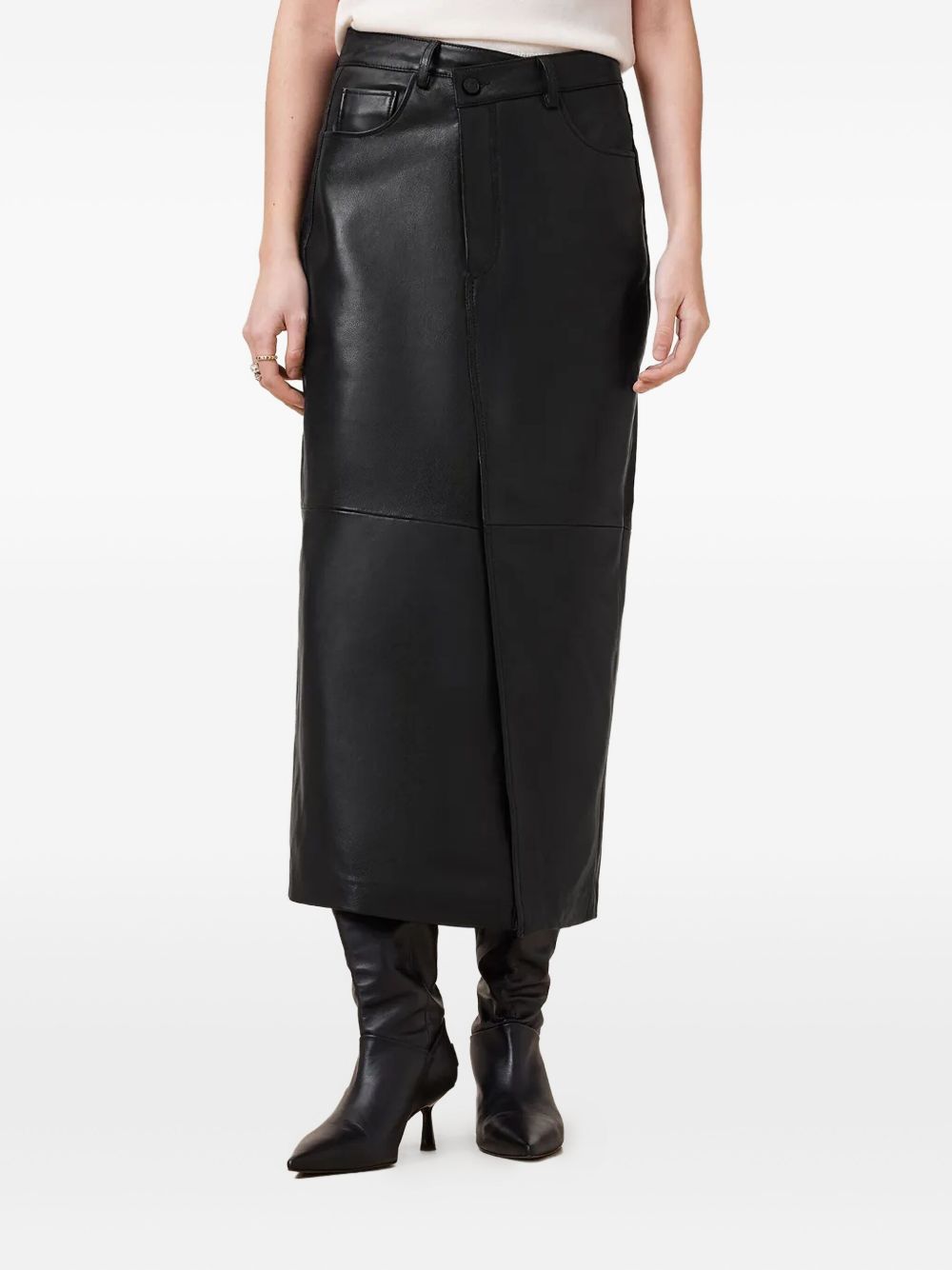 Eden leather midi skirt - Black