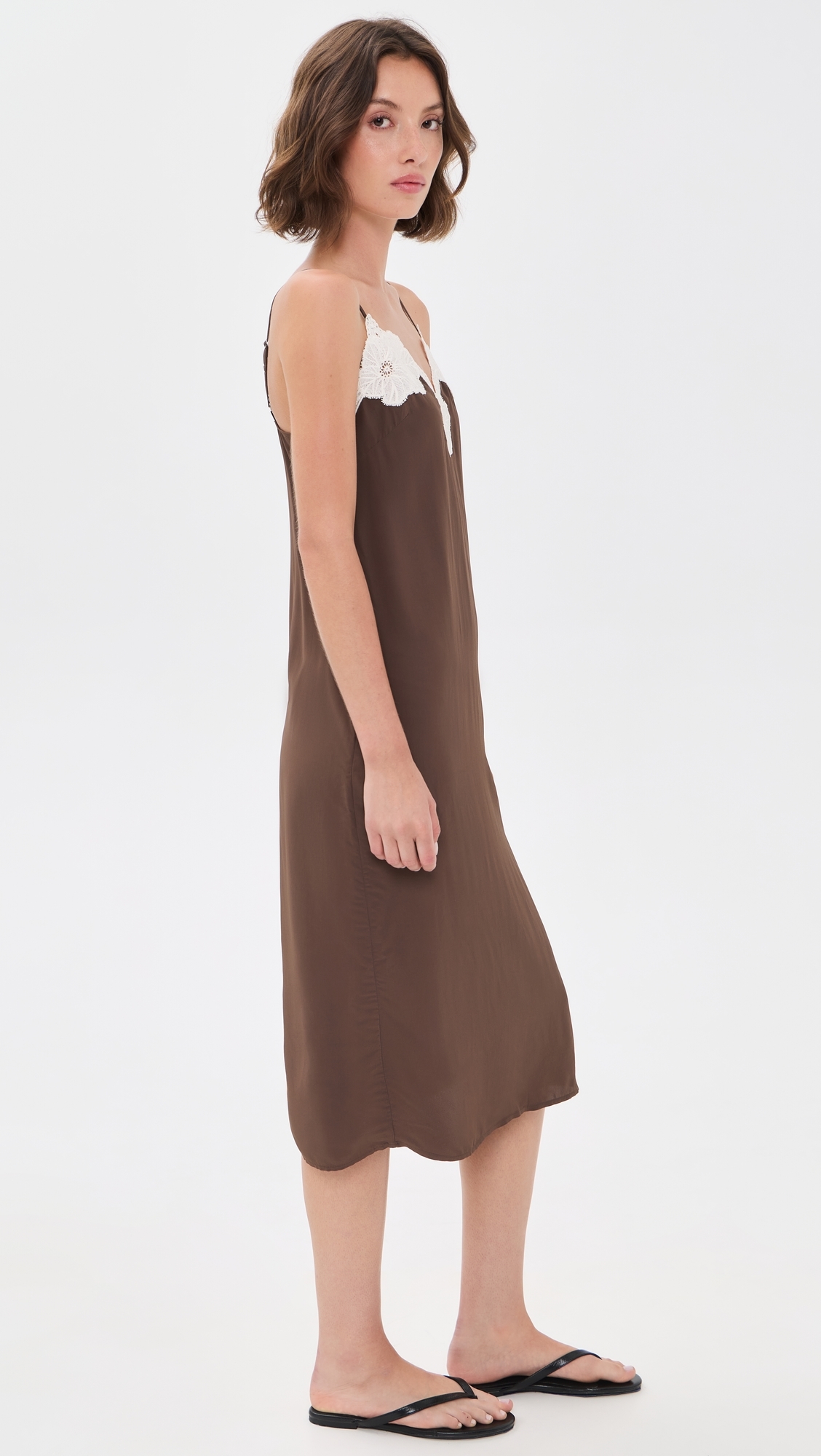 Midi Slip Dress Dark Brown