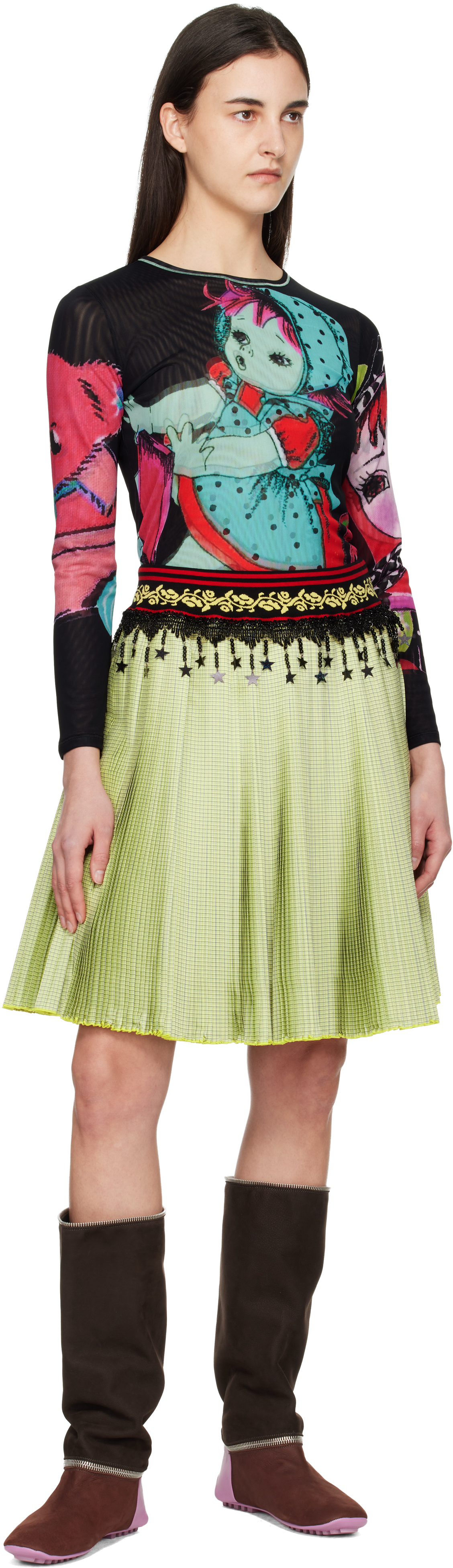 Multicolor Sweeties Fitted Mesh Top