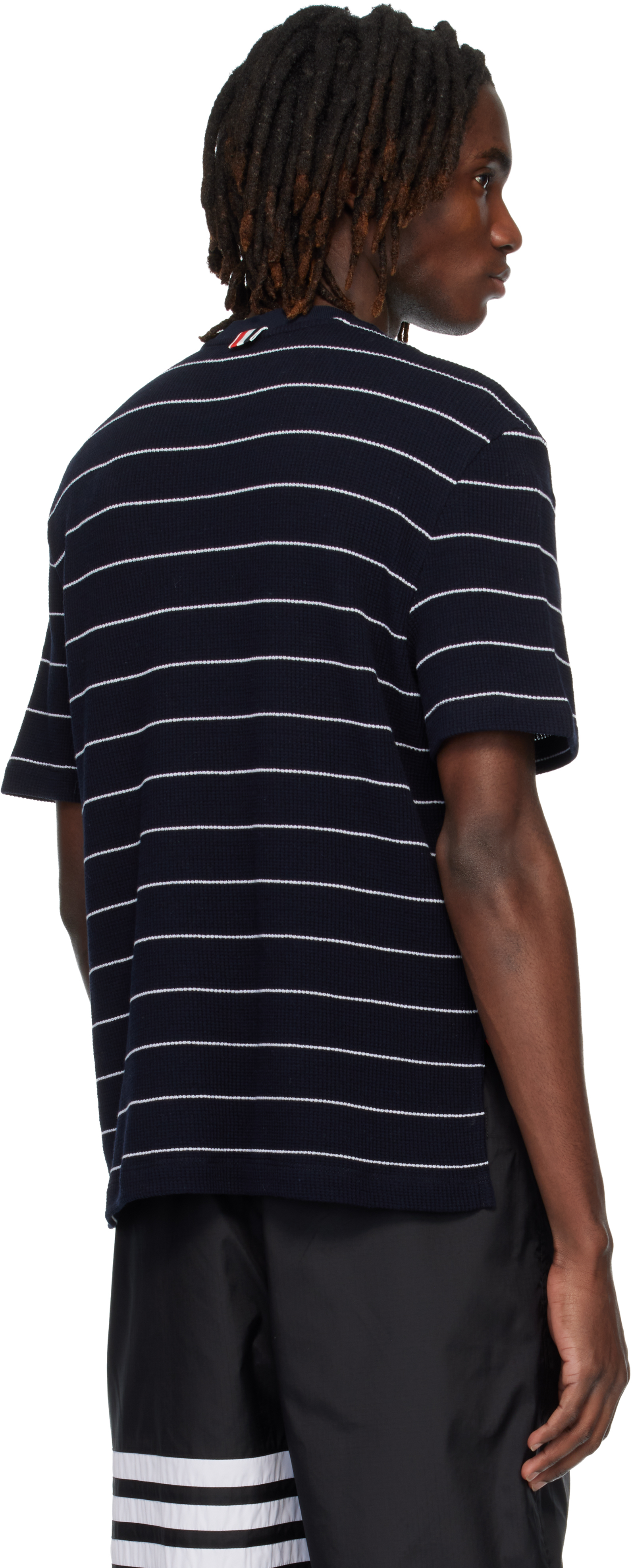 Navy Textured Stripe Waffle T-shirt