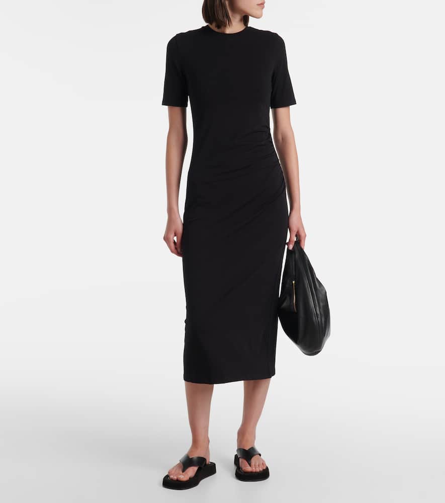 Vince Gathered cotton-blend midi dress