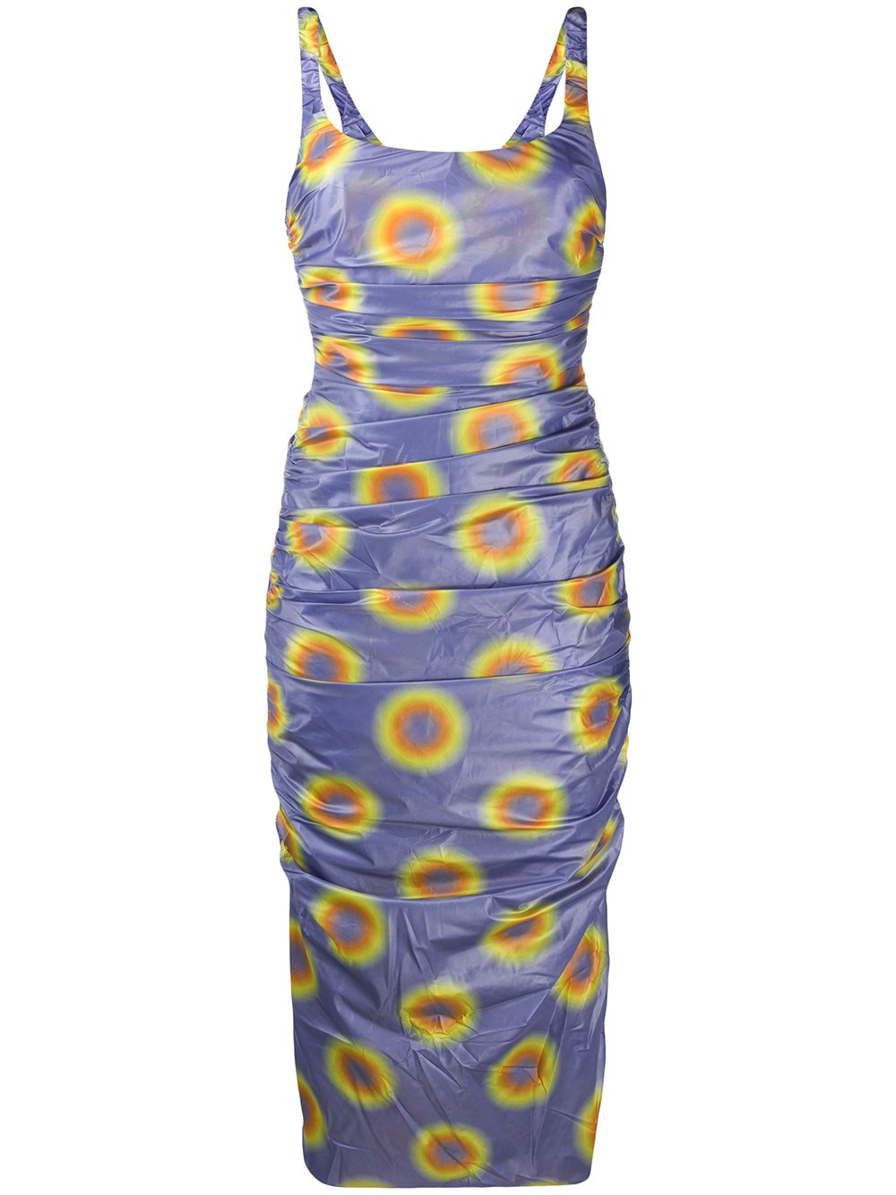 Ruched gradient polka dot dress - Purple