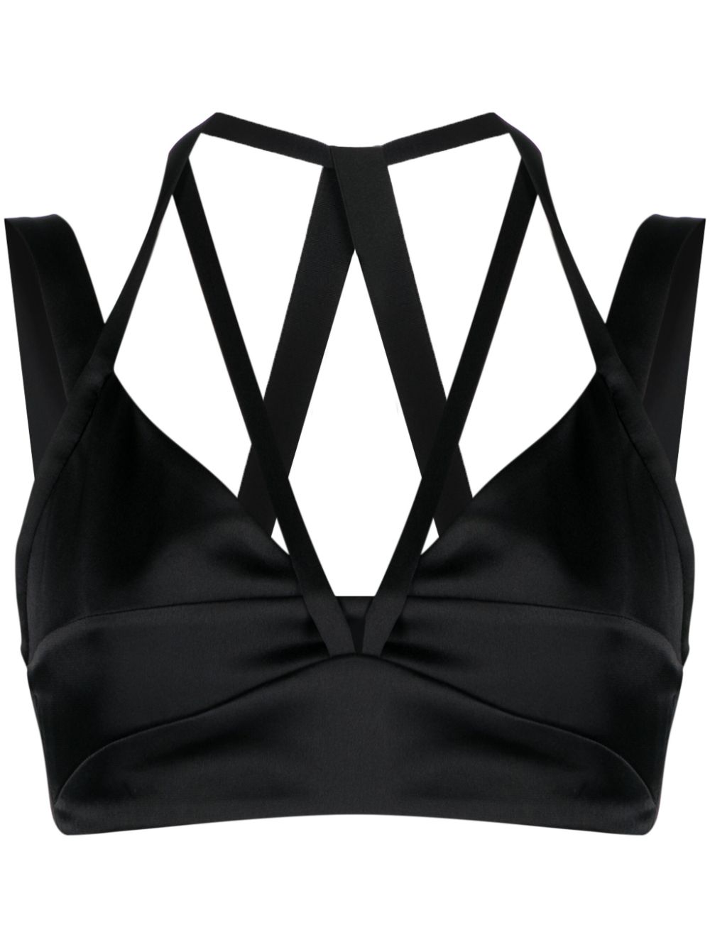 Strap-detail sleeveless cropped top - Black