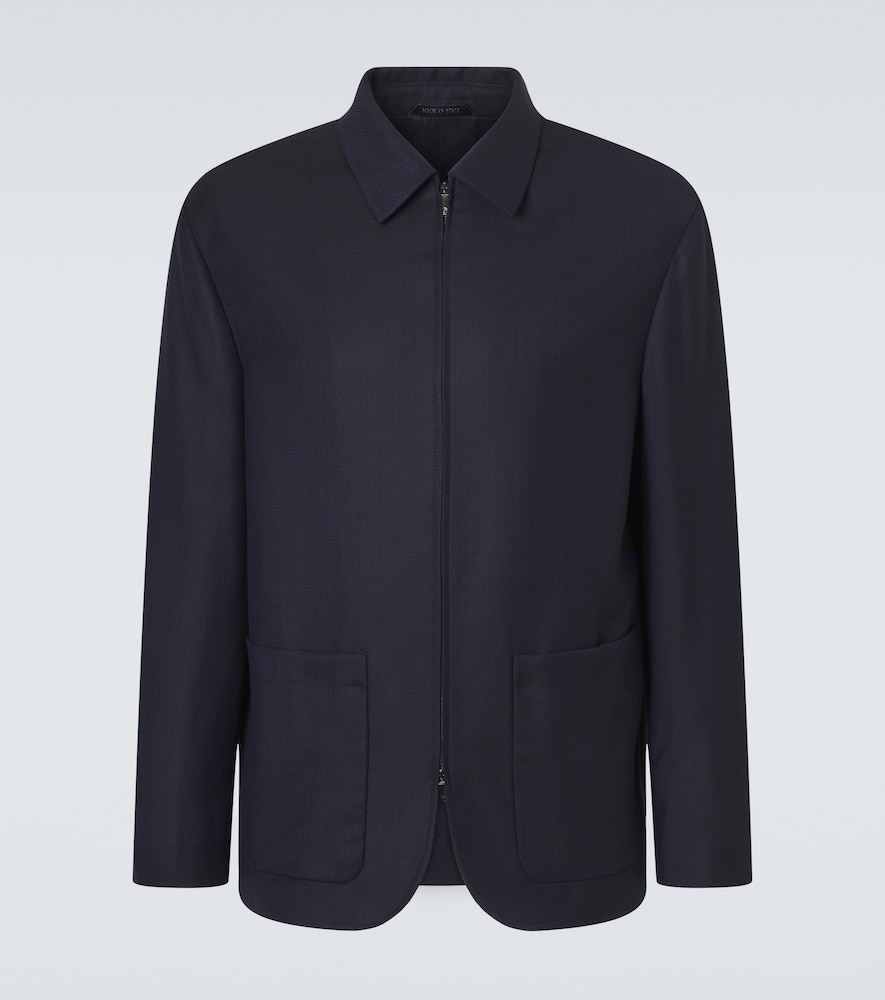 Chevron wool and cashmere-blend jacket