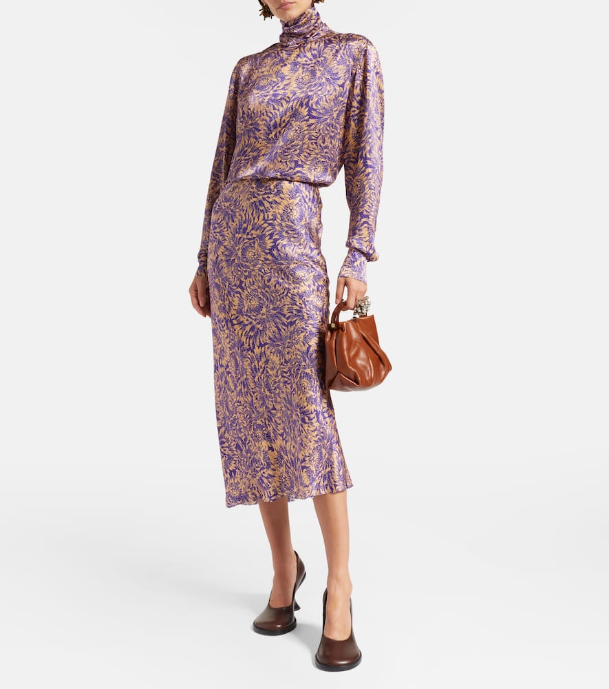 Floral silk satin blouse