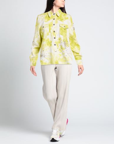 Des_phemmes Woman Denim shirt Lime green Size 2 Cotton