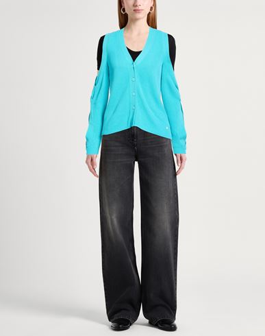 Woman Cardigan Turquoise Size XS Cotton