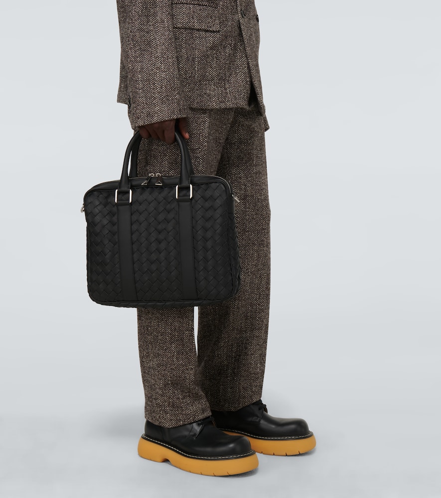 Intrecciato Hydrology leather briefcase