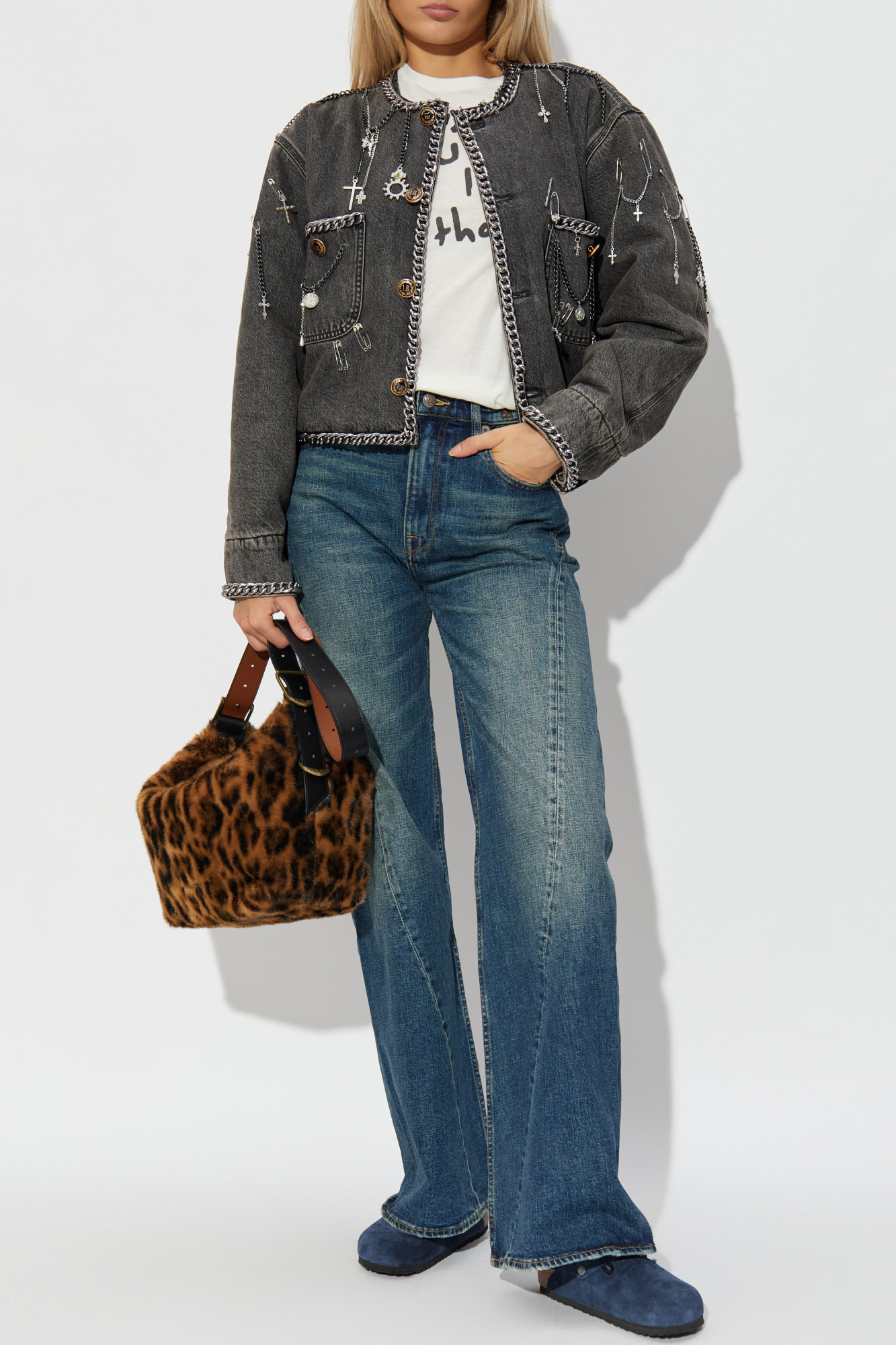 Flared Leg Jeans, Women's, Navy Blue