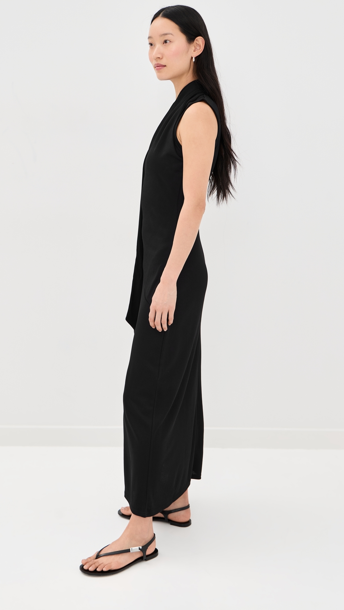 Sleeveless Maxi Lavalliere Dress Noir