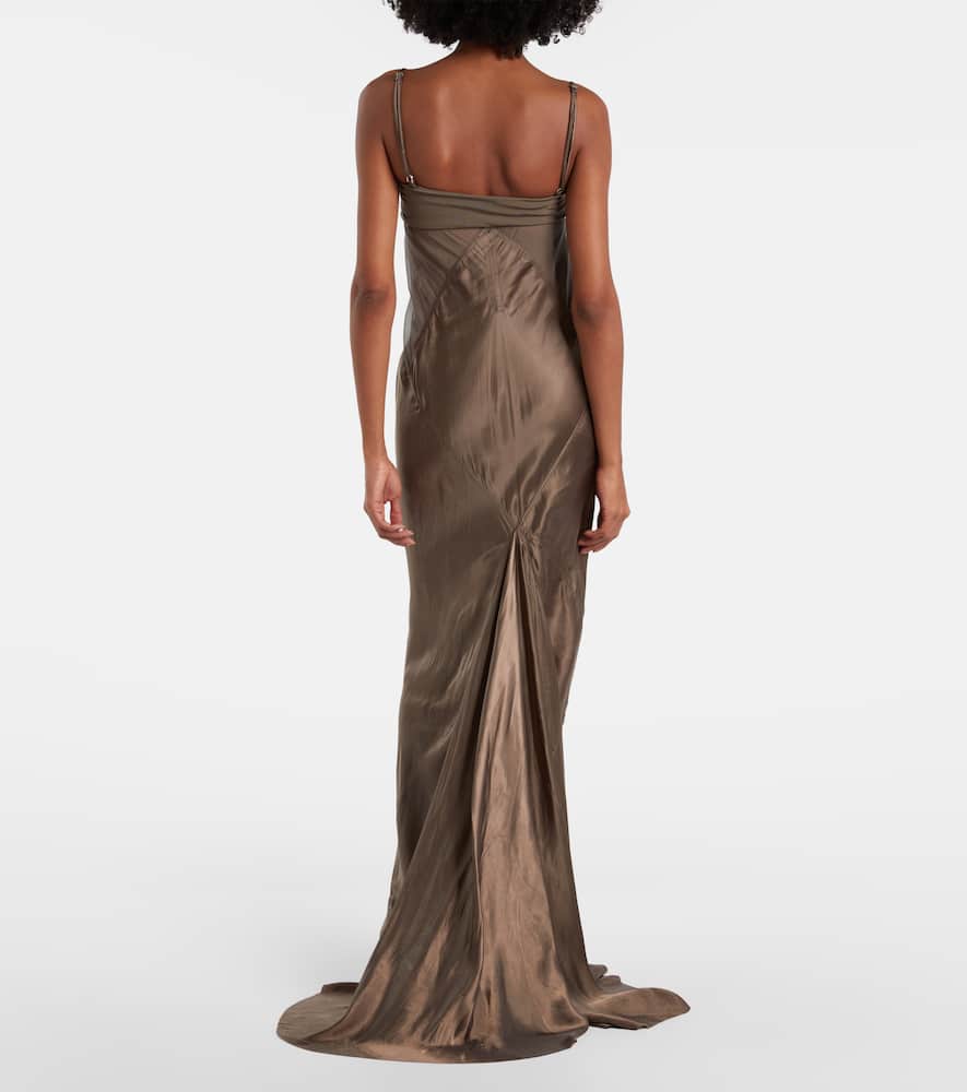 Combo silk-trimmed satin gown