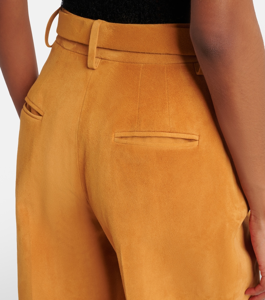 Norman belted suede wide-leg pants