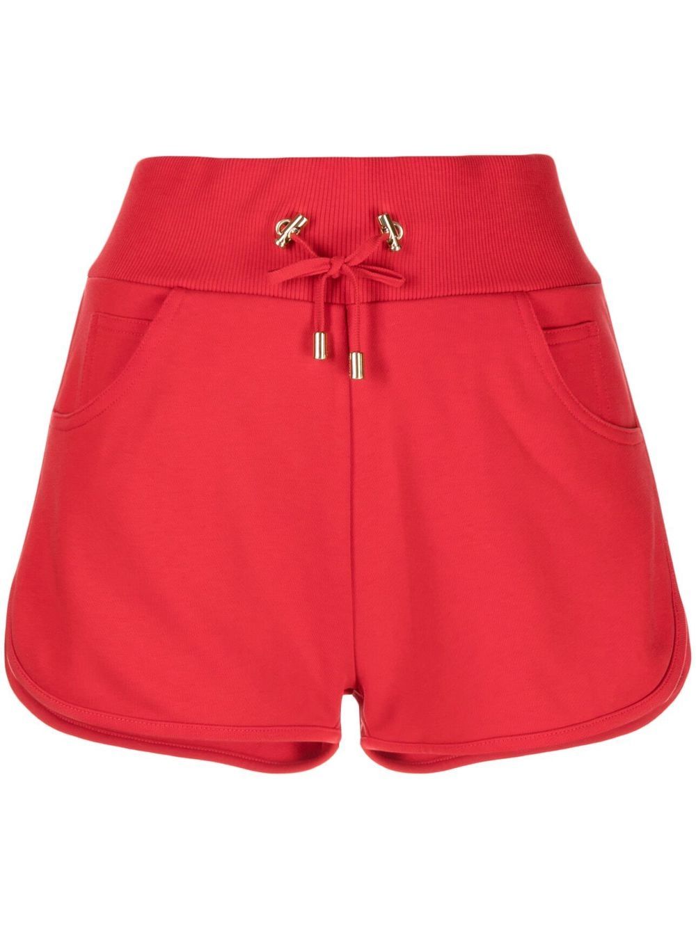 Contrast-pocket drawstring shorts - Red