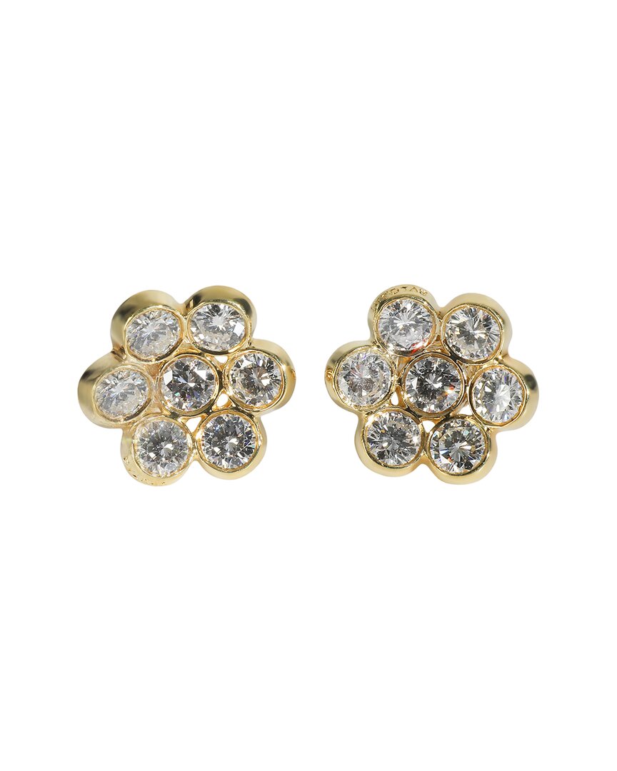 Flower Cluster 18K Gold 3.00 Ct. Tw. Diamond Earrings (Authentic Pre-Loved)