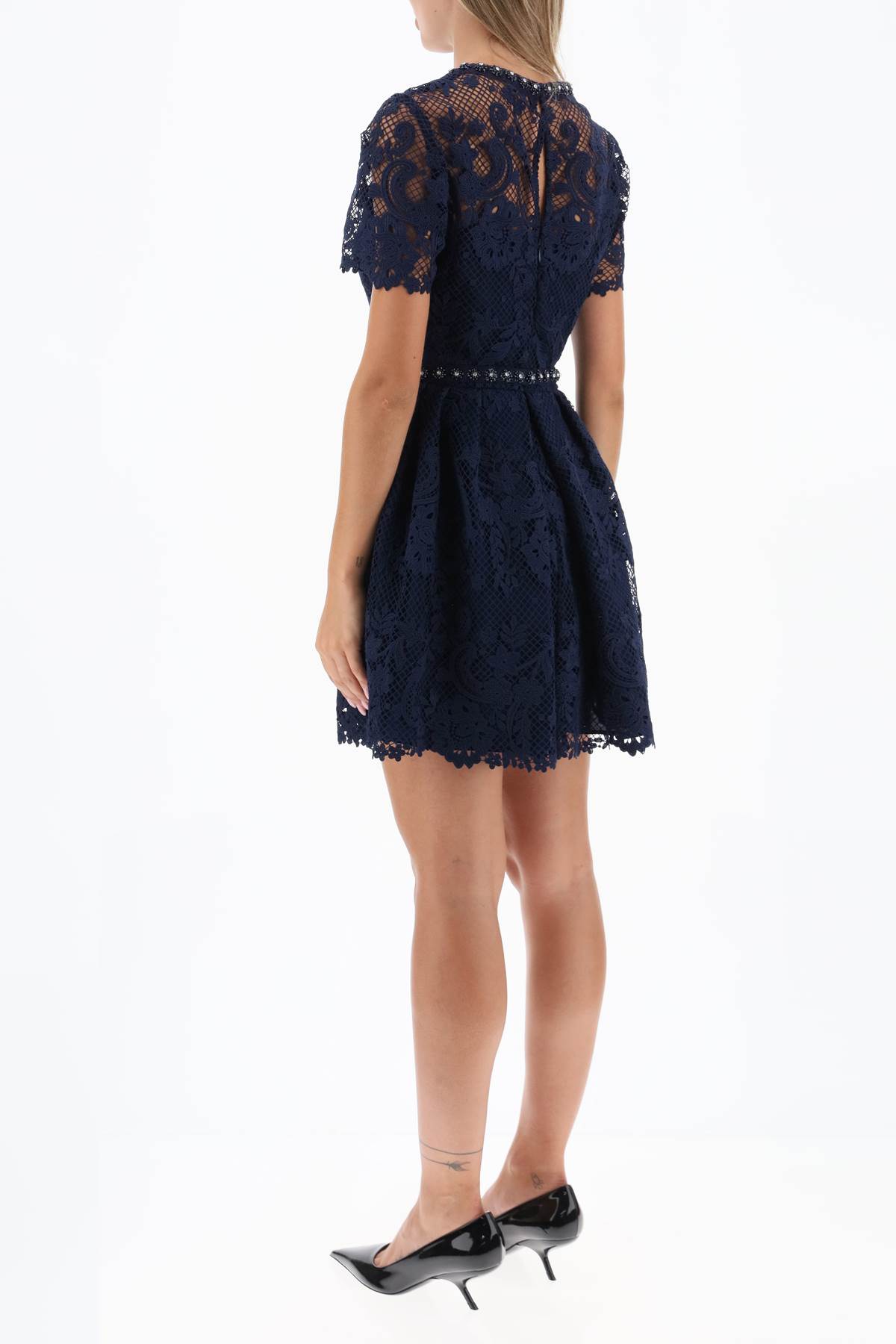 Floral Lace Mini Dress With Appliques