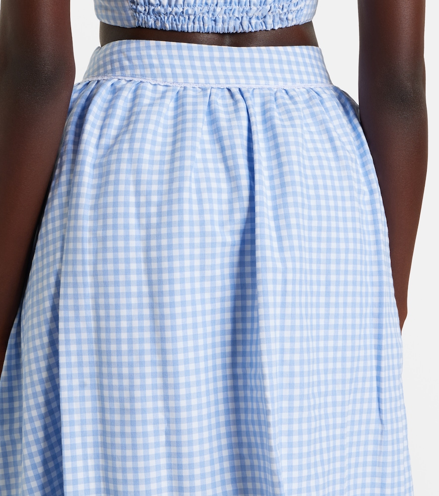 Alba gingham cotton poplin midi skirt