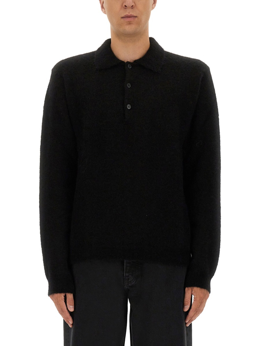 Wool Sweater With Polo Collar