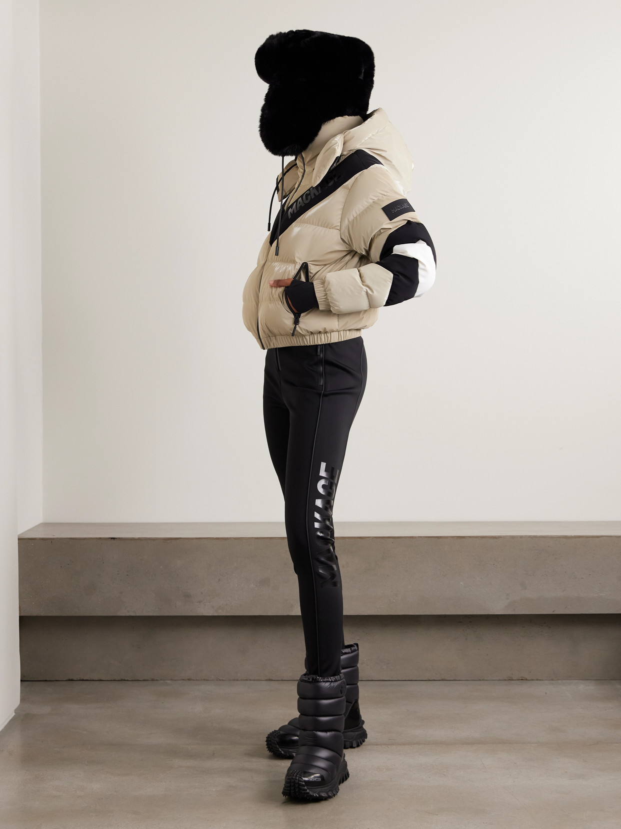 Kairi Hooded Cropped Quilted Down Ski Jacket - Taupe