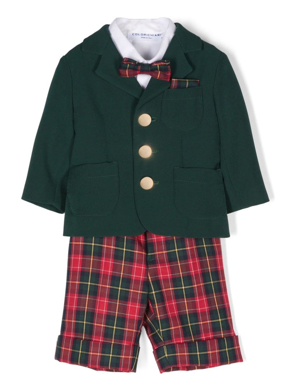 Tartan-pattern trousers set - Green