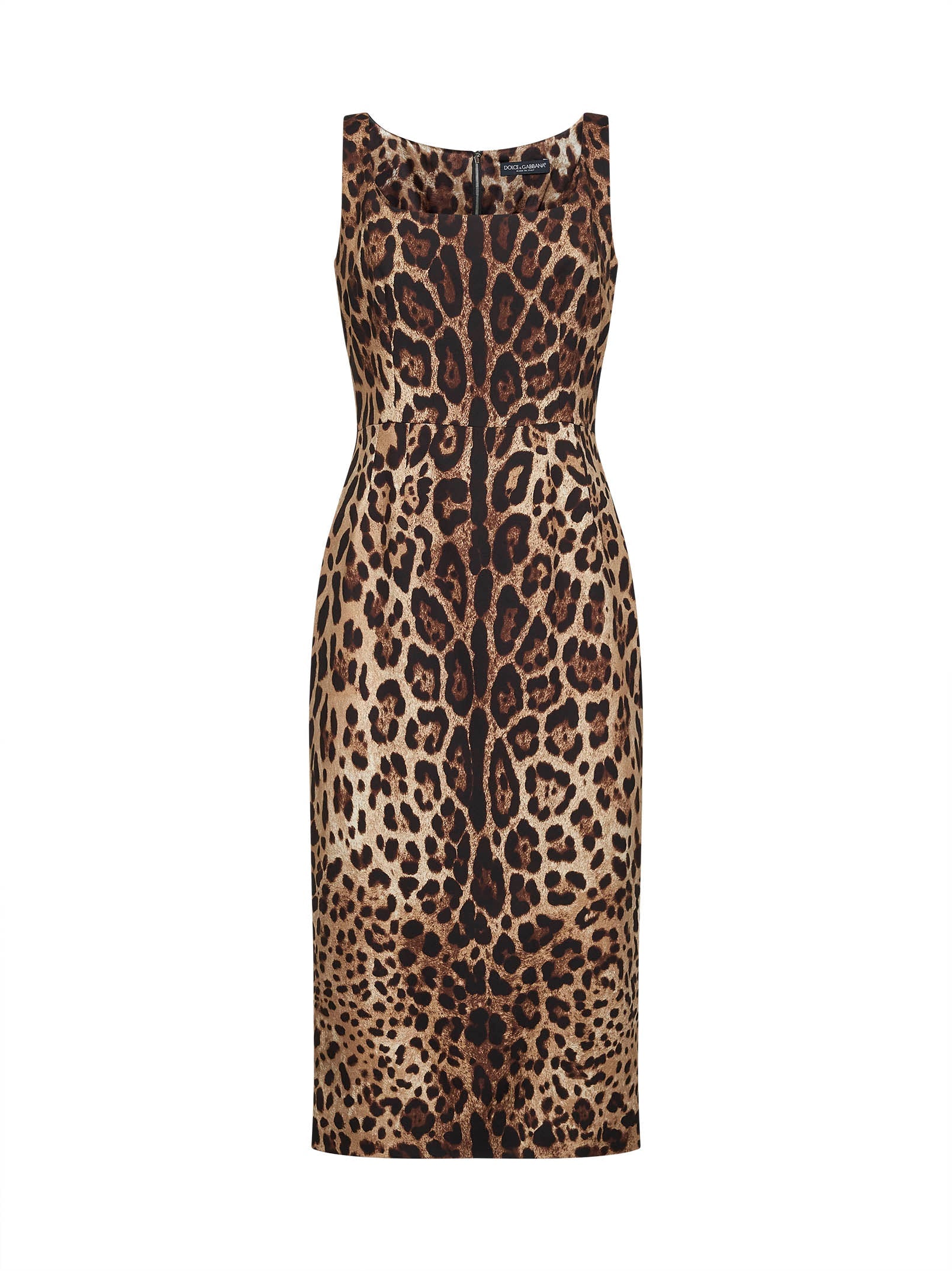 Leopard-Print Silk Charmeuse Midi Dress — Multicolor