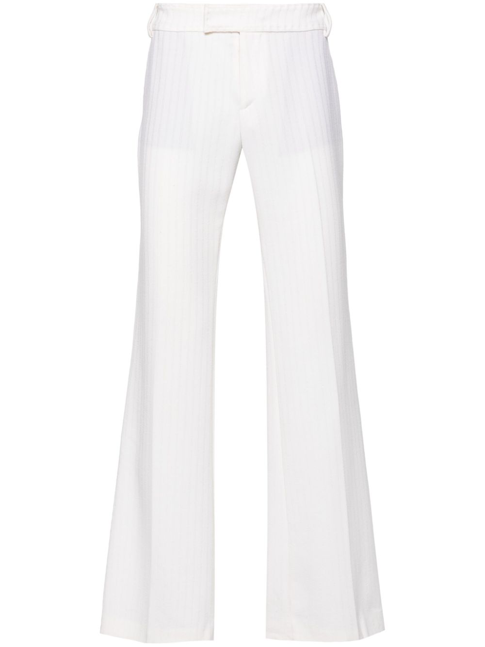 Flared virgin wool trousers - White