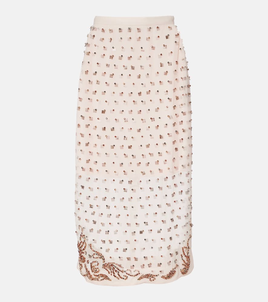 Embellished sheer midi skirt